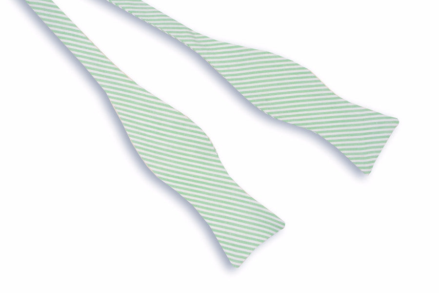 Mint Green Seersucker Stripe Bow Tie High Cotton Ties