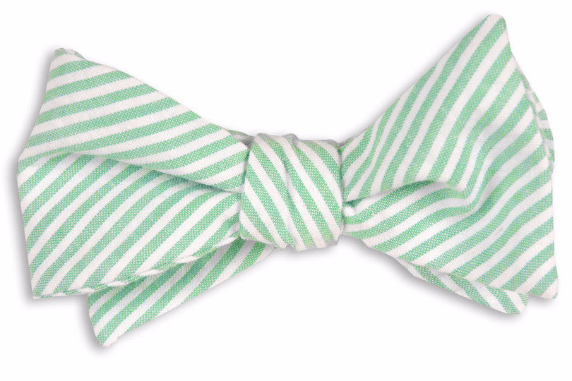 Mint Green Seersucker Stripe Bow Tie High Cotton Ties