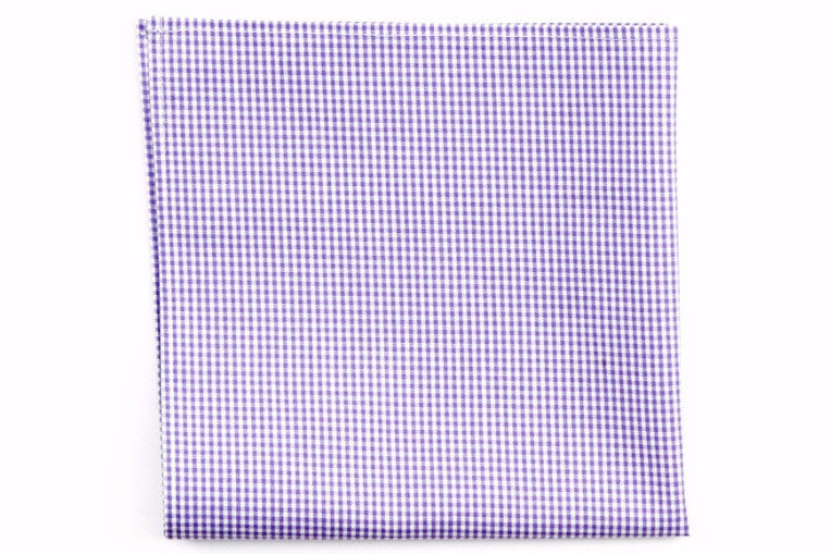 Soft Lavender Mini Check Pocket Square High Cotton Ties