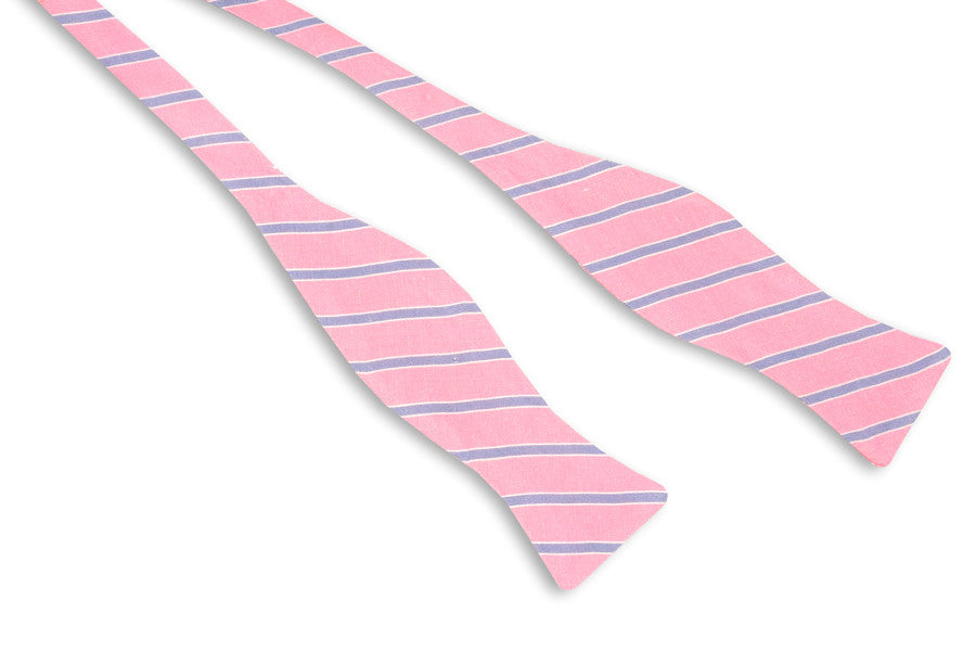 Hot Pink and Navy Linen Stripe Bow Tie
