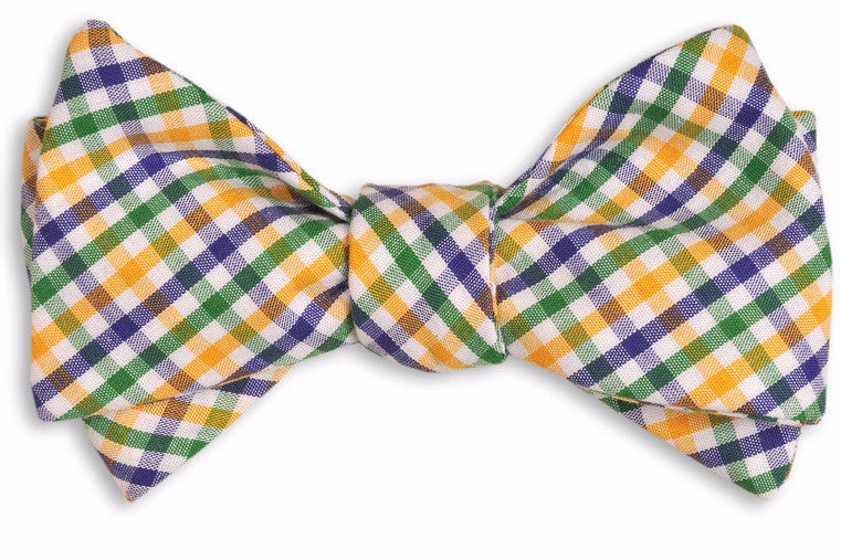 Mardi Gras Tattersall Bow Tie High Cotton