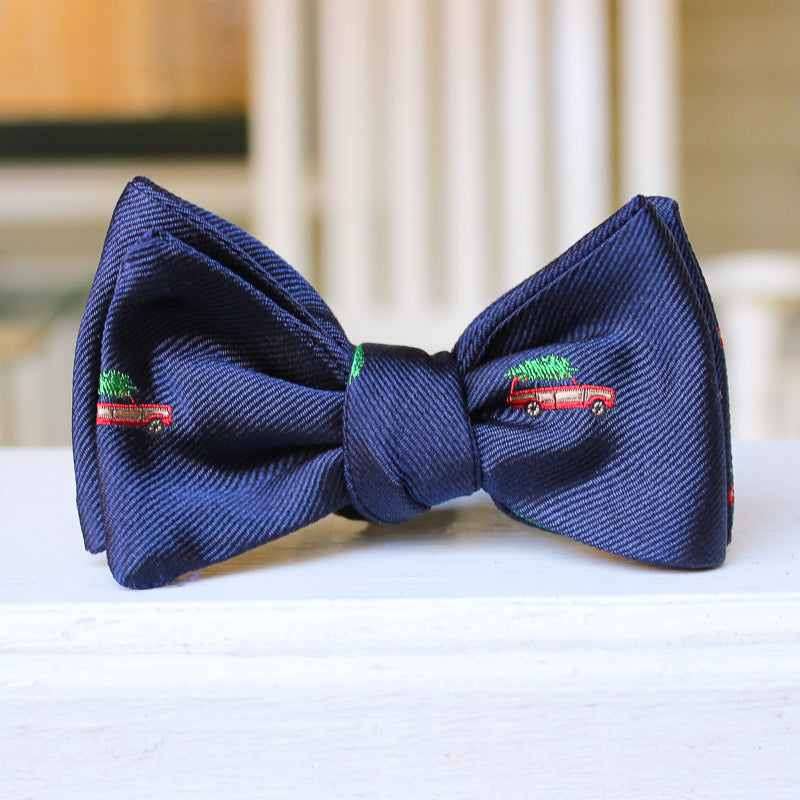 Christmas Woody Bow Tie - Navy High Cotton