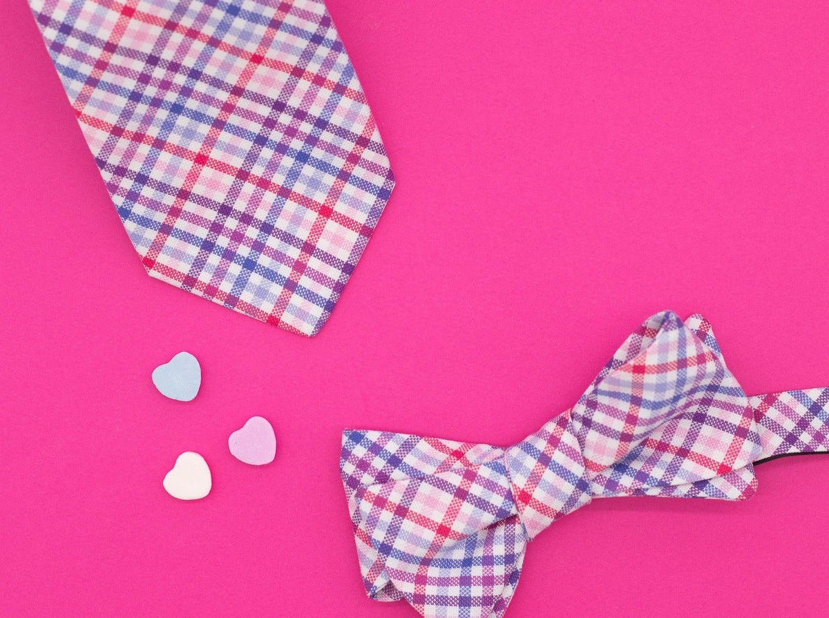 Candy Crush Check Purple and Pink Necktie High Cotton