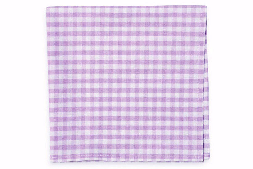 Lavender Check Pocket Square High Cotton Ties