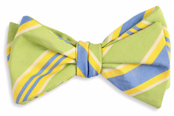 Palm Beach Stripe Bow Tie - Lime High Cotton Ties