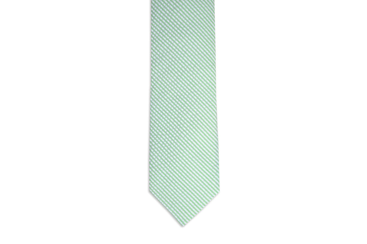 Mint Green Seersucker Stripe Necktie High Cotton