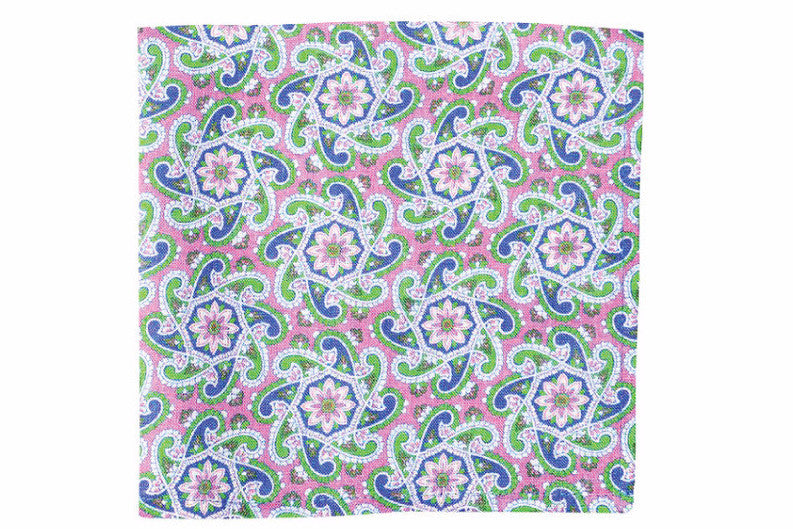 Pink Derby Paisley Pocket Square High Cotton Ties