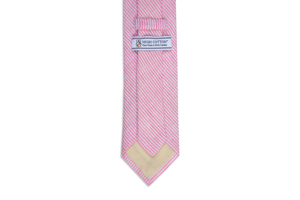 Riverfront Linen Necktie - Red and white stripe High Cotton