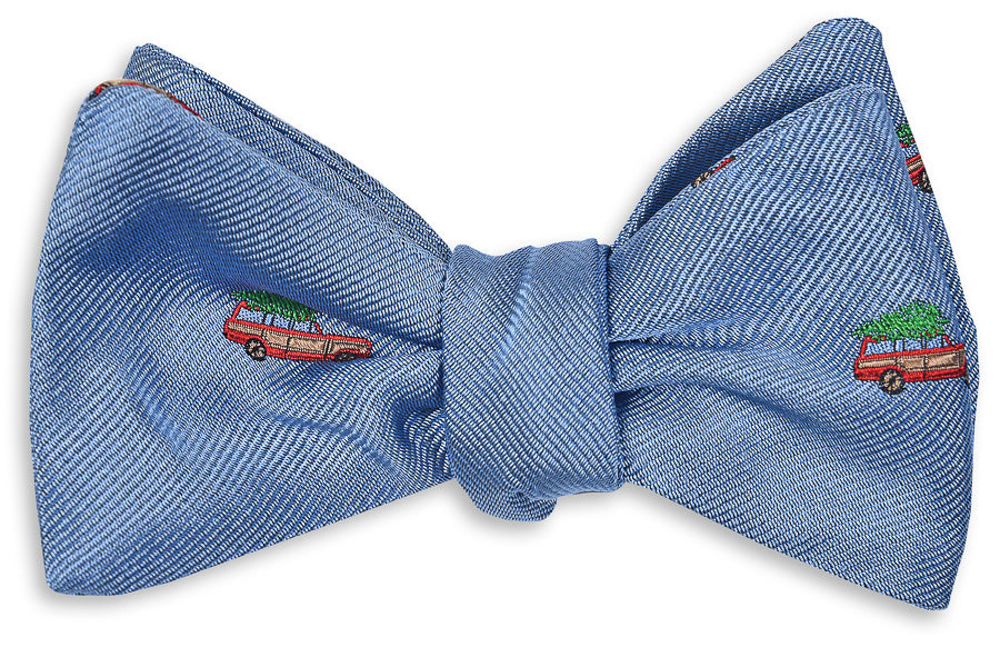 Christmas Woody Bow Tie - Light Blue High Cotton