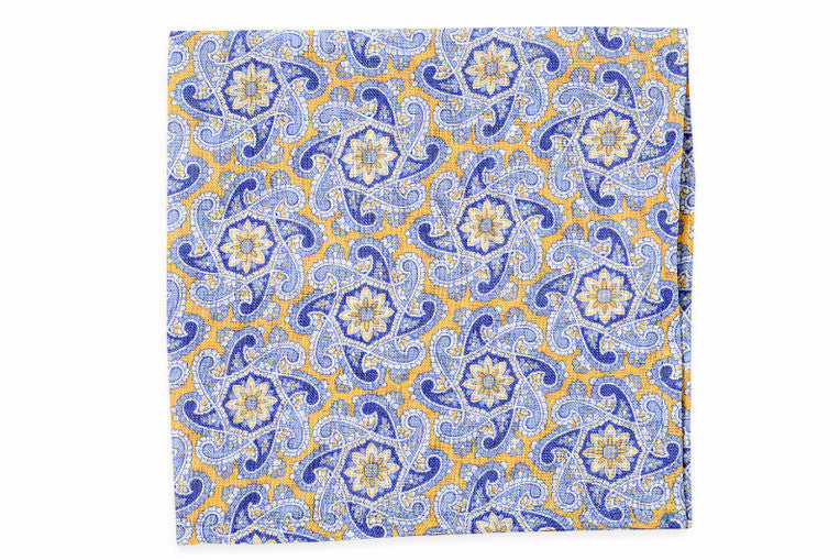 Yellow Derby Paisley Pocket Square