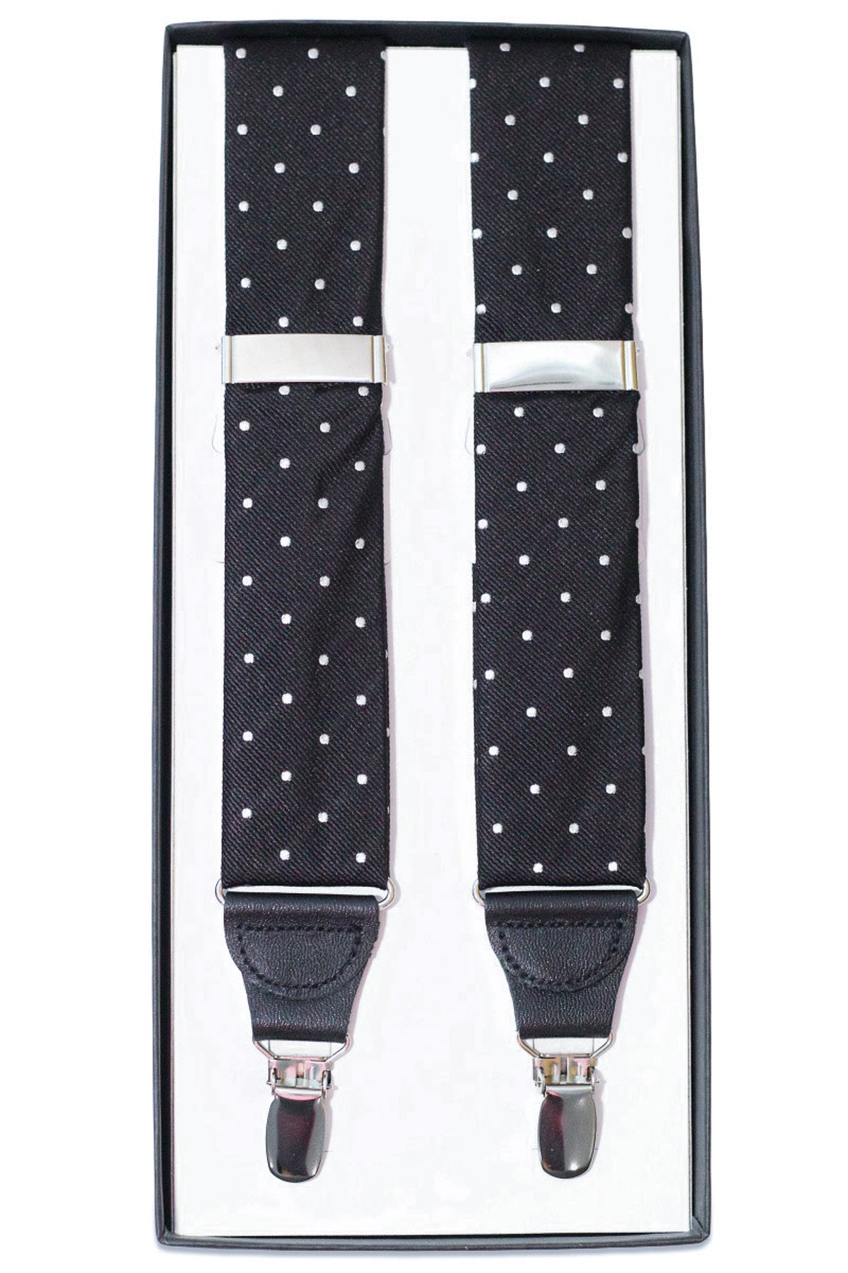 Black Dot Silk Suspenders