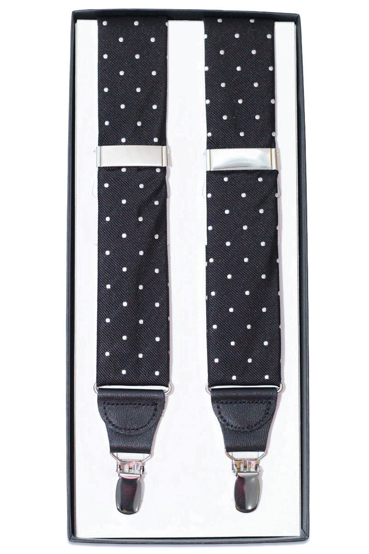 Black Dot Silk Suspenders High Cotton Ties