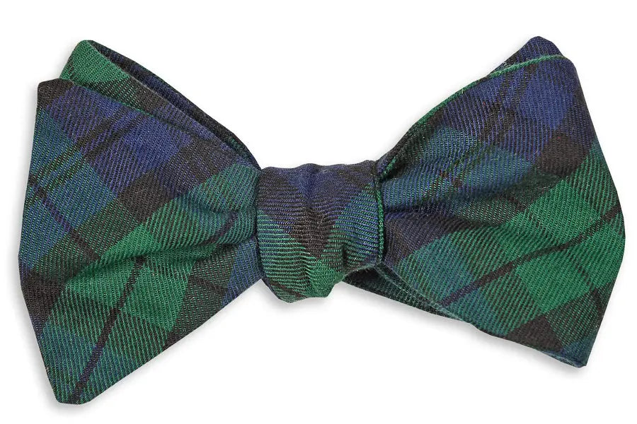 Men's black watch tartan bow tie