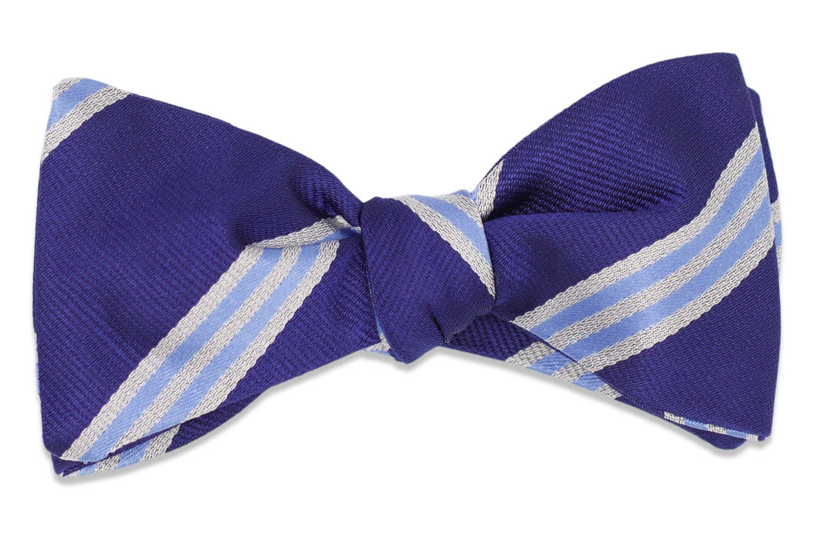 Sapphire Blue and White Stripe Bow Tie