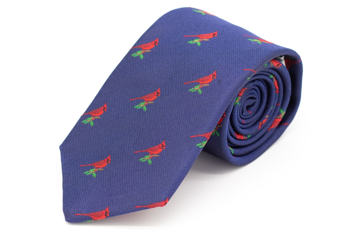 Christmas Cardinal Necktie - Cobalt High Cotton