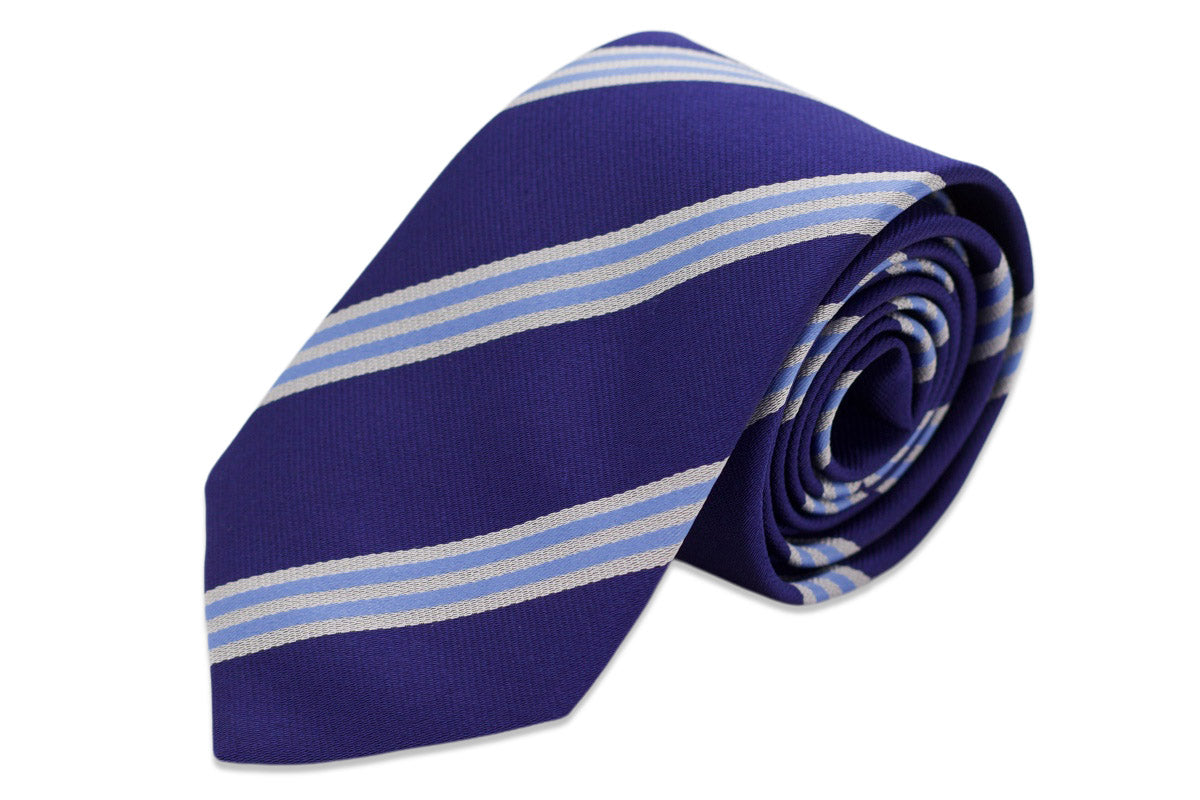 Sapphire Blue and White Stripe Necktie