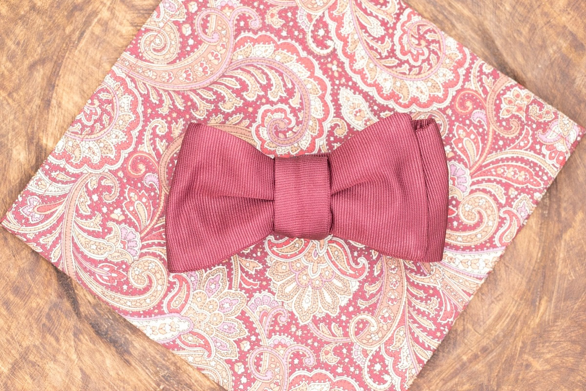 Burgundy Faille Bow Tie High Cotton