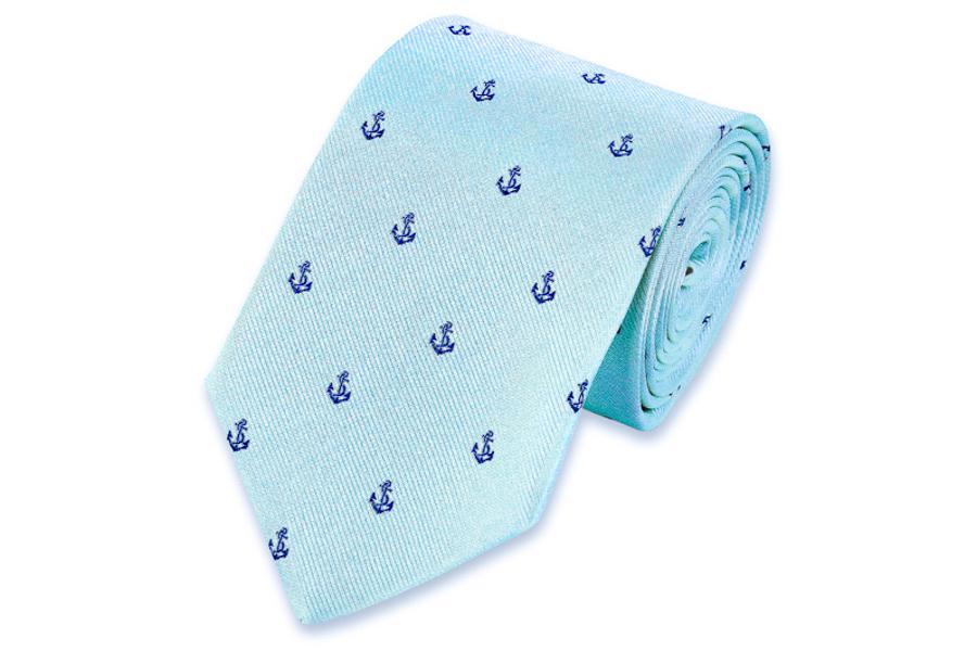 Cape Fear Anchor Necktie - Blue High Cotton Ties