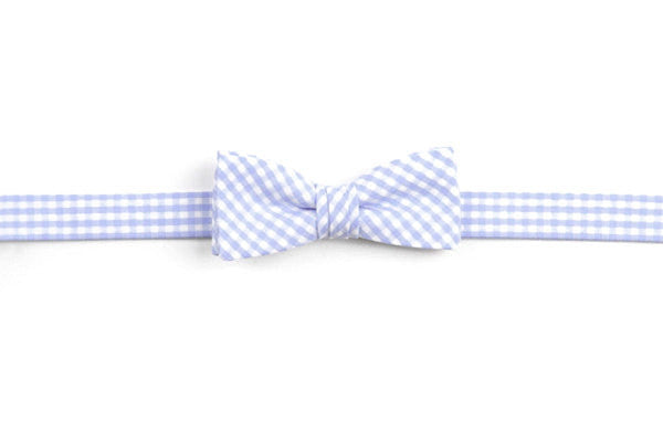 Carolina Blue Gingham Boy's Bow High Cotton Ties