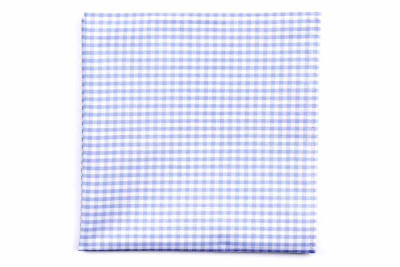 Carolina Blue Gingham Pocket Square High Cotton Ties