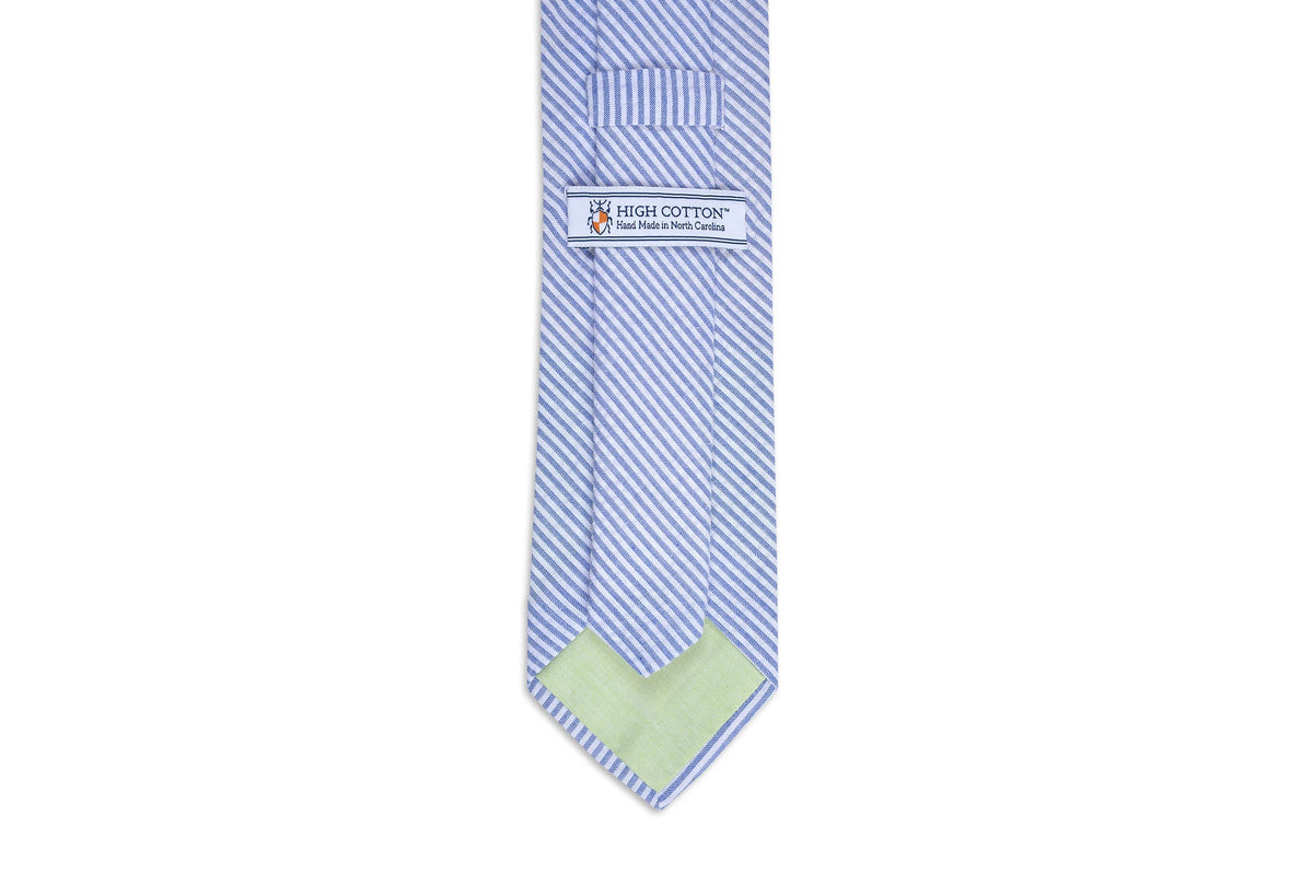 Classic Blue Seersucker Stripe Necktie High Cotton