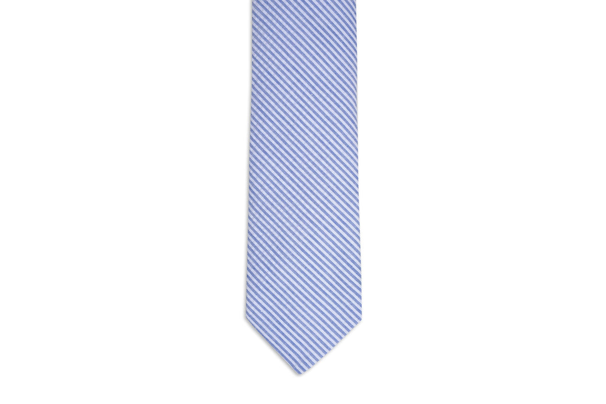 Classic Blue Seersucker Stripe Necktie High Cotton