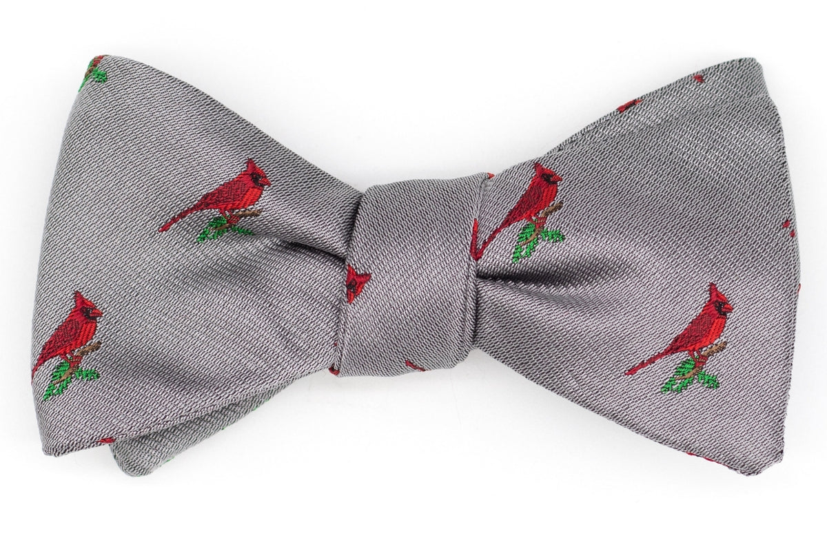 Christmas Cardinal Bow Tie - Silver High Cotton