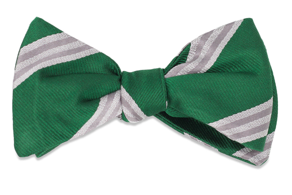 Emerald Green and Silver Stripe Bow Tie