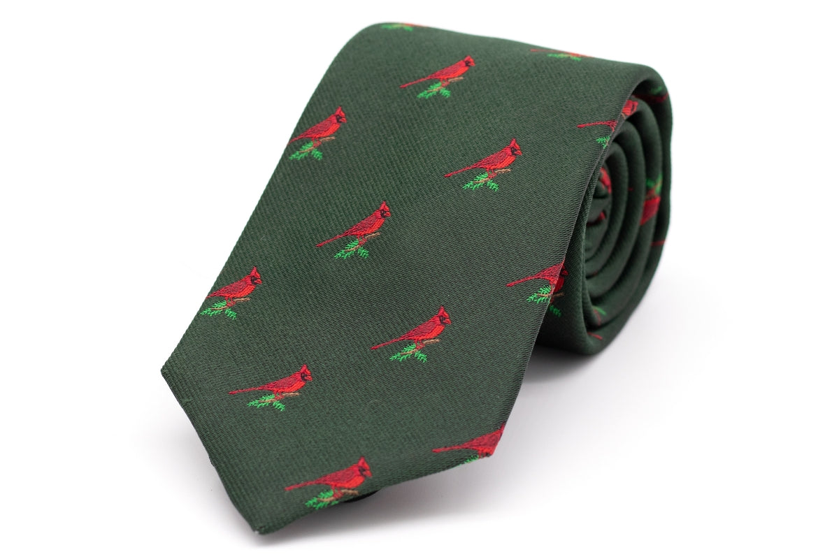 Christmas Cardinal Necktie - Emerald High Cotton