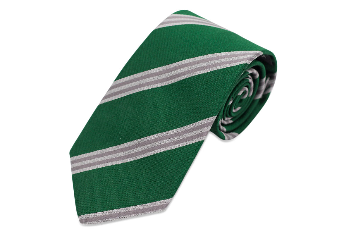 Emerald Green and Silver Stripe Necktie High Cotton