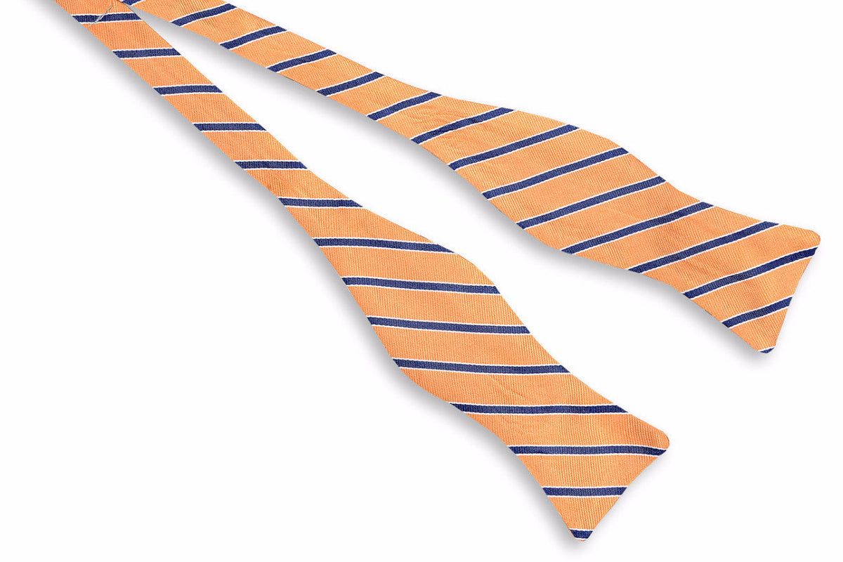 Springtime Derby Stripe Bow Tie - Orange Peel High Cotton