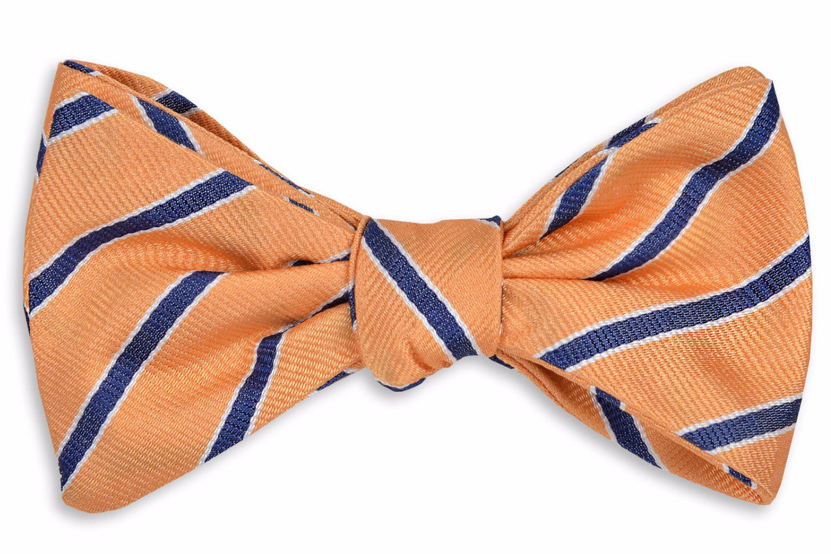 Springtime Derby Stripe Bow Tie - Orange Peel