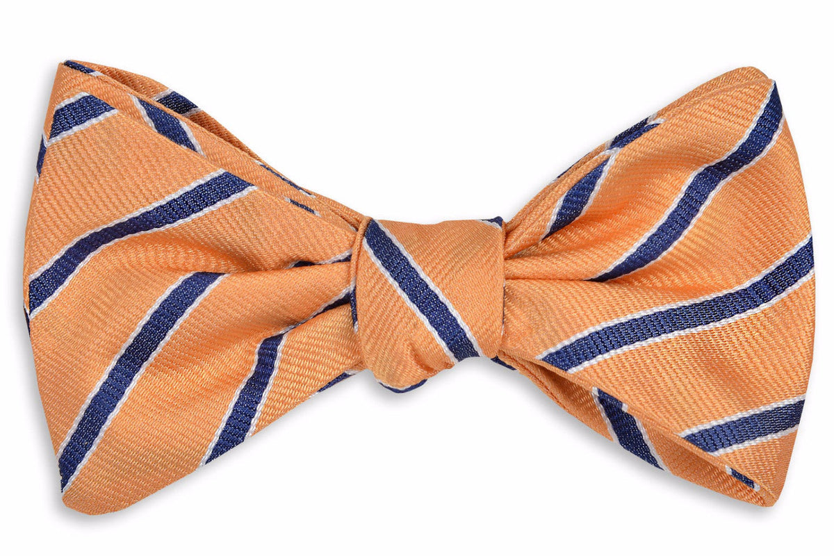 Springtime Derby Stripe Bow Tie - Orange Peel High Cotton