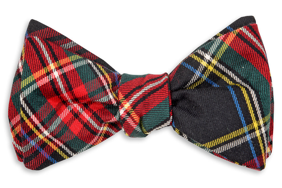 Black Stewart Tartan Bow Tie High Cotton