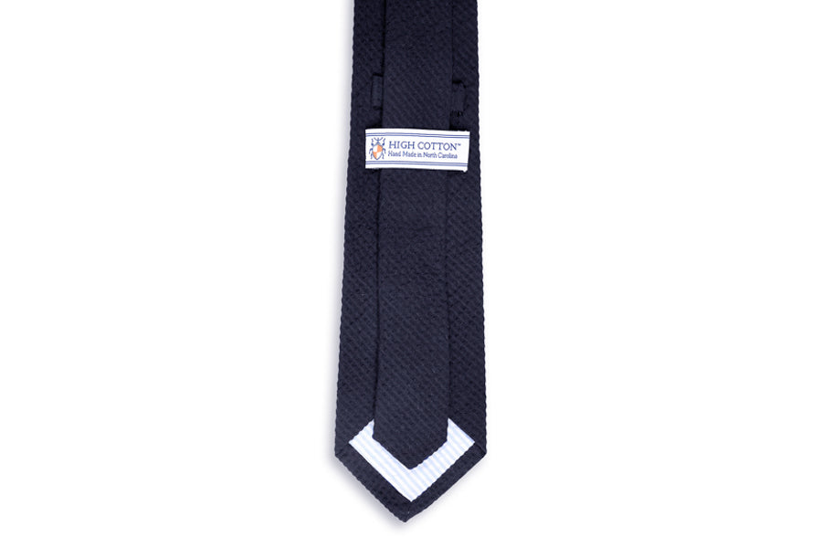Southern Seersucker Necktie - Navy Solid