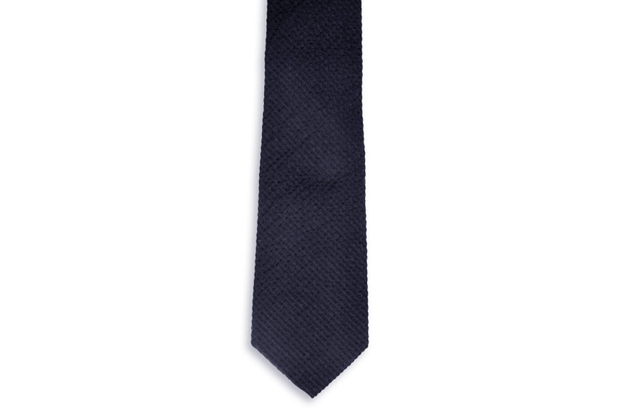 Southern Seersucker Necktie - Navy Solid High Cotton