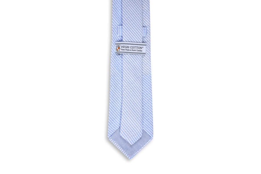 Light Blue Seersucker Stripe Necktie High Cotton