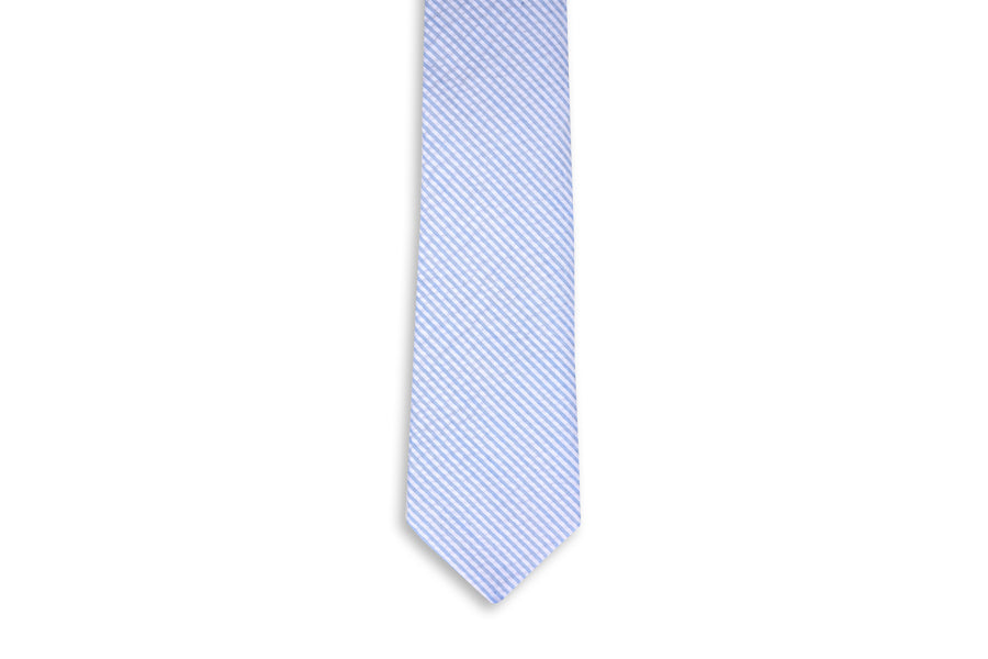 Light Blue Seersucker Stripe Necktie High Cotton