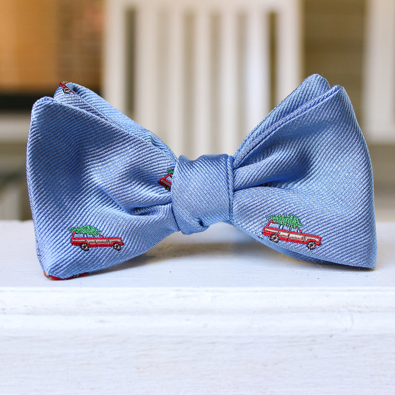 Christmas Woody Bow Tie - Light Blue High Cotton