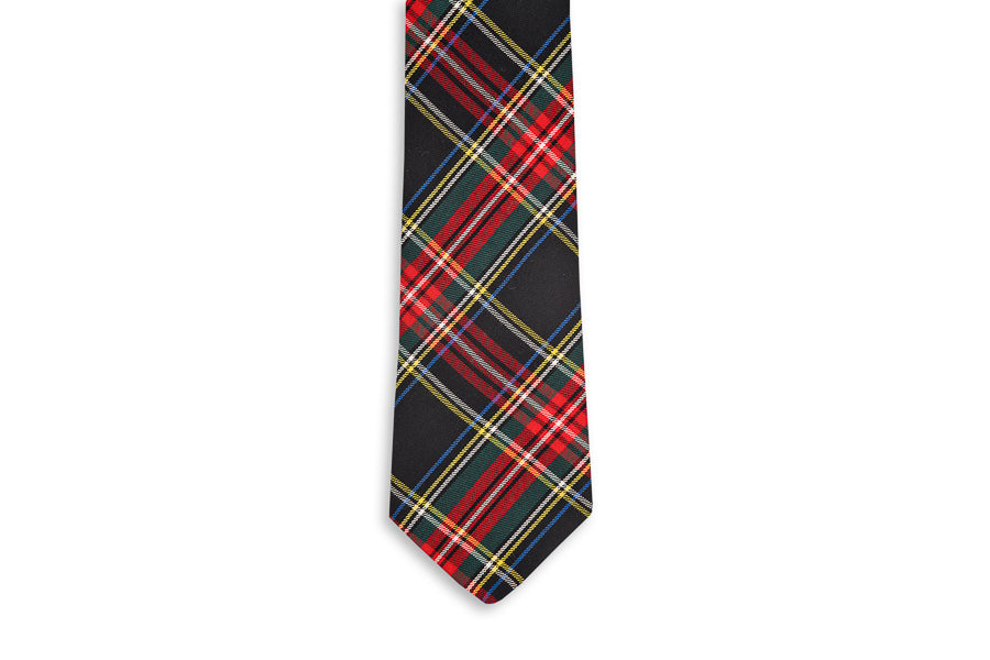 Black Stewart Tartan Necktie High Cotton
