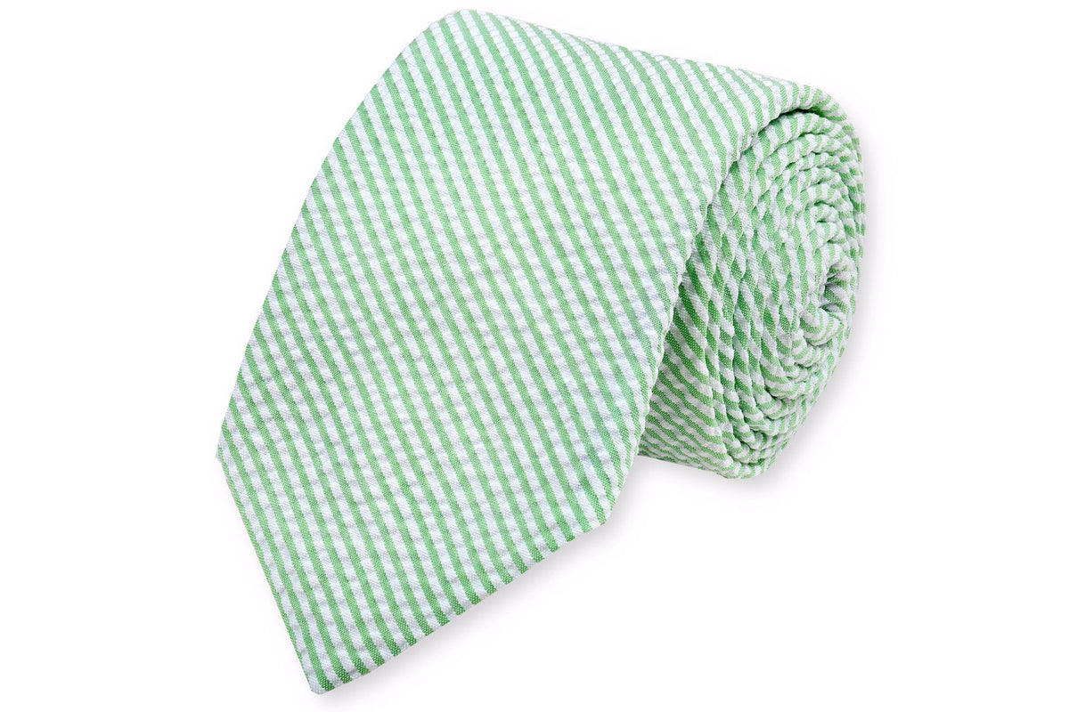 Mint Green Seersucker Stripe Necktie High Cotton