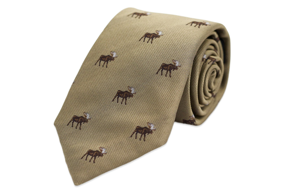 Moose Necktie - Khaki High Cotton
