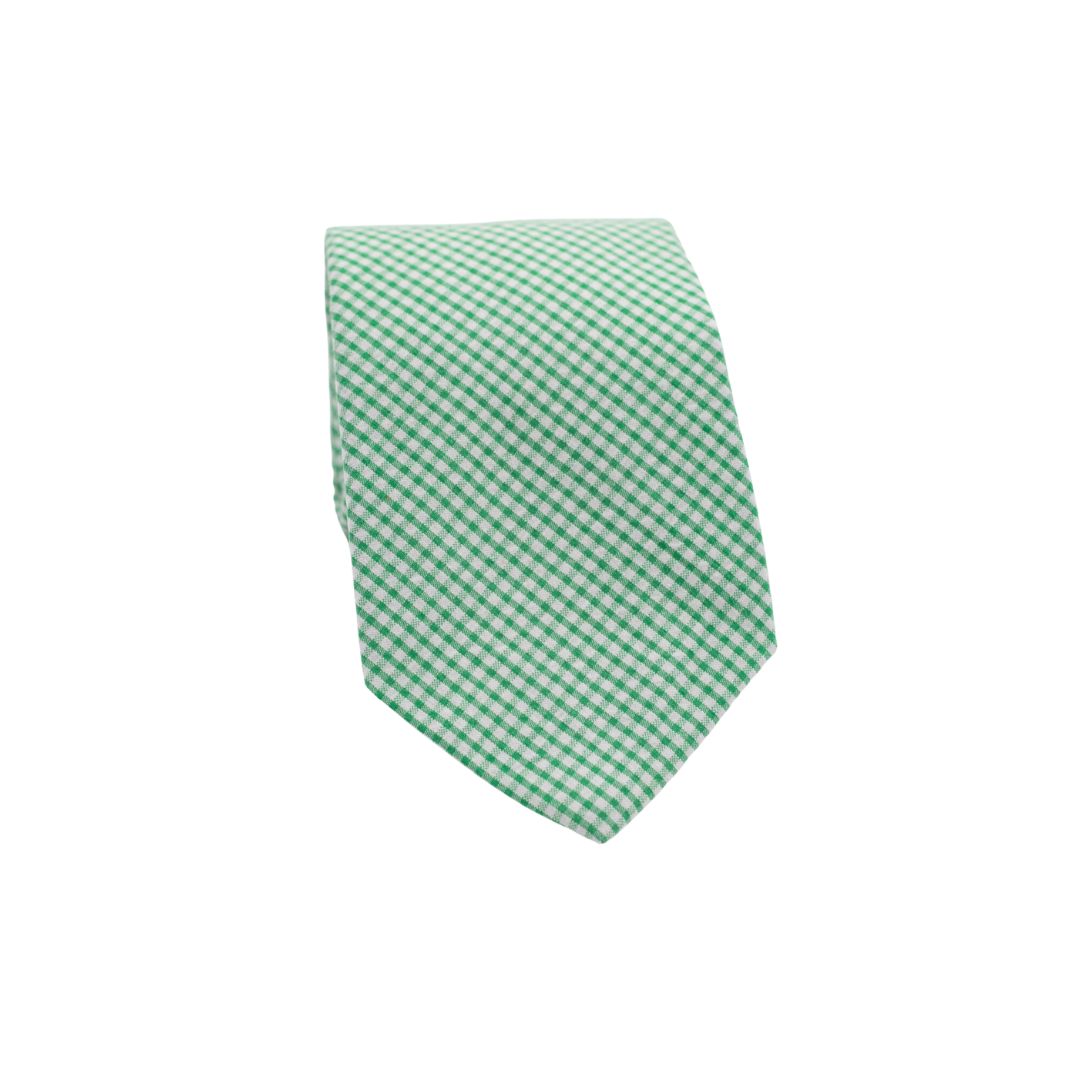 Green Seersucker Gingham Necktie High Cotton