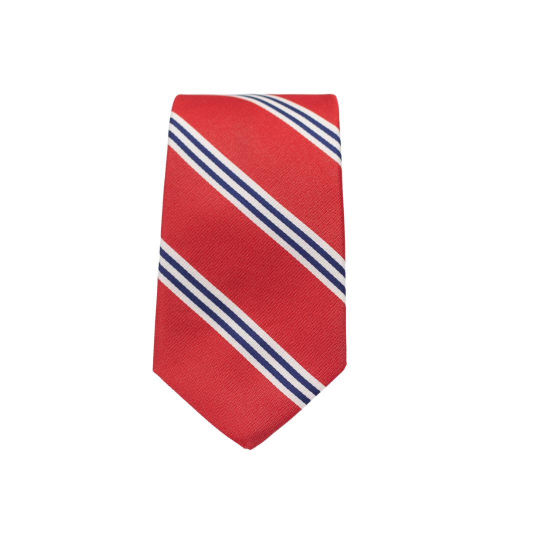 Regal Red Striped Necktie - Red/White/Blue High Cotton
