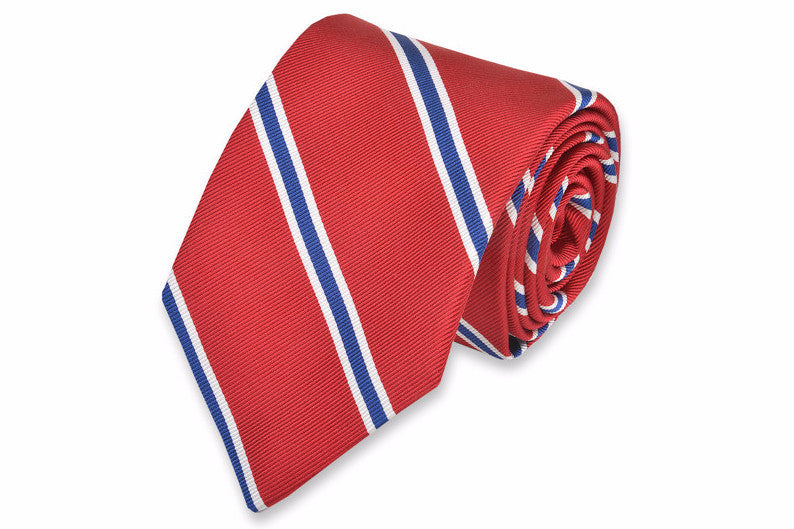 Noble Stripe Necktie - Red High Cotton Ties