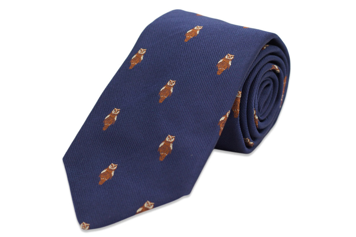 You're a Hoot - Owl Necktie - Navy High Cotton