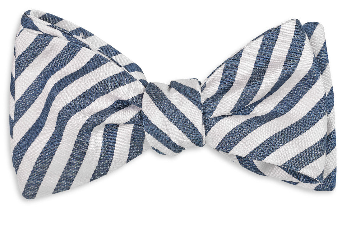 Oyster Roast Stripe Bow Tie - Midnight High Cotton