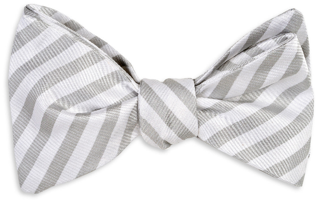 Oyster Roast Stripe Bow Tie - Pearl High Cotton