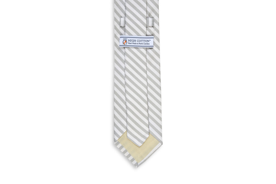 Oyster Roast Stripe Necktie - Pearl High Cotton Ties