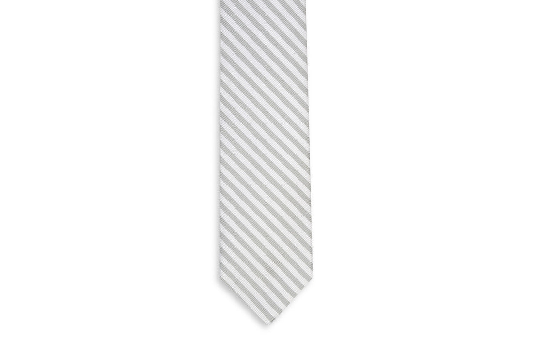 Oyster Roast Stripe Necktie - Pearl High Cotton Ties